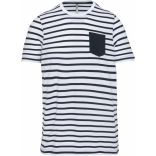 T-shirt rayé marin avec poche manches courtes enfant Striped White / Navy - 4/6