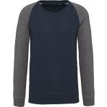 Sweat-shirt BIO bicolore col rond manches raglan homme French Navy Heather / Grey Heather - S