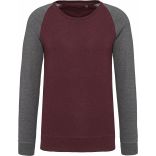 Sweat-shirt BIO bicolore col rond manches raglan homme Wine Heather / Grey Heather - S