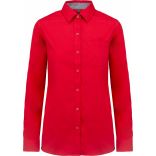 Chemise coton Nevada manches longues femme Red - XS