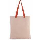 Sac shopping plat en toile avec poignées contrastées Natural / Spicy Orange