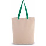 Sac shopping à soufflet avec poignées contrastées Natural / Kelly Green
