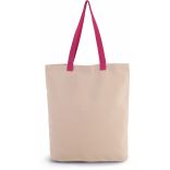 Sac shopping à soufflet avec poignées contrastées Natural / Magenta