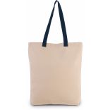 Sac shopping à soufflet avec poignées contrastées Natural / Navy