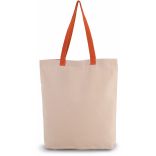 Sac shopping à soufflet avec poignées contrastées Natural / Spicy Orange