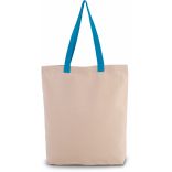 Sac shopping à soufflet avec poignées contrastées Natural / Surf Blue