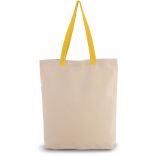 Sac shopping à soufflet avec poignées contrastées Natural / Yellow