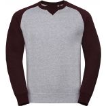 SWEAT-SHIRT COL ROND AUTHENTIC BASEBALL HOMME Light Oxford / Burgundy Melange - XS