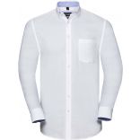 CHEMISE OXFORD LAVÉE MANCHES LONGUES White / Oxford Blue - S