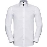CHEMISE A MOTIFS CHEVRONS MANCHES LONGUES White / Silver / Convoy Grey - S