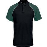 Polo homme bicolore baseball manches courtes K226 - Black / Green