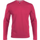 T-shirt homme manches longues col V K358 - Fuchsia