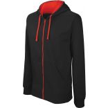 Sweat-shirt homme zippé capuche contrastée K466 - Black / Red