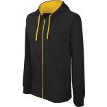 Sweat-shirt homme zippé capuche contrastée K466 - Black / Yellow