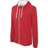 Sweat-shirt homme zippé capuche contrastée K466 - Red / White