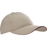 Casquette Polycoton 6 panneaux KP126 - Beige / Burgundy-One Size