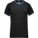 T-shirt polyester performance PA406 - Dark Grey Heather / Tropical Blue