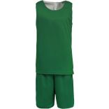 Kit basketball réversible enfant PA449 - Dark Kelly Green / White