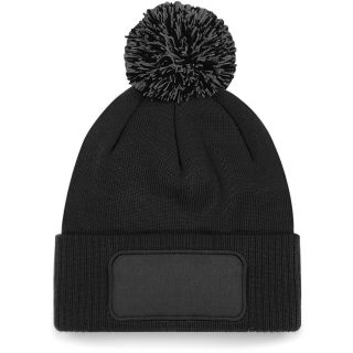Bonnet à pompon patch SNOWSTAR® B443 - Black / Graphite Grey