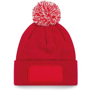 Bonnet à pompon patch SNOWSTAR® B443 - Classic Red / Off White