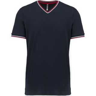 T-shirt maille piquée col V homme Navy / Red / White