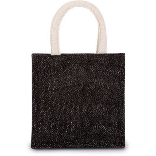 Sac style cabas en toile de jute - petit modèle Black / Silver