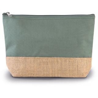 Pochette en toiles de coton et jute Dusty Light Green / Natural