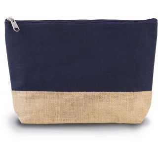 Pochette en toiles de coton et jute Navy / Natural