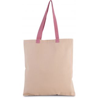 Sac shopping plat en toile avec poignées contrastées Natural / Dark Pink