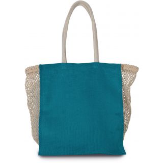 Sac shopping avec soufflet en filet Turquoise / Natural