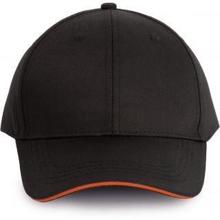 Casquette sandwich contrasté 6 panneaux Oeko-Tex Black / Orange