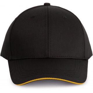Casquette sandwich contrasté 6 panneaux Oeko-Tex Black / Yellow