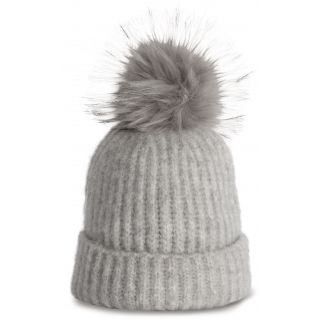 Bonnet femme à pompon Glacier Grey Heather