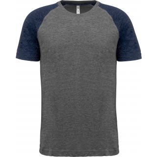 T-shirt manches courtes sport Triblend bicolore PA4010 - Grey Heather / Sporty Navy Heather