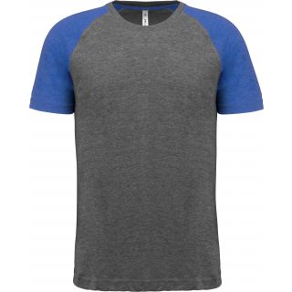 T-shirt manches courtes sport Triblend bicolore PA4010 - Grey Heather / Sporty Royal Blue Heather