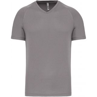 T-shirt de sport manches courtes col v homme Fine Grey