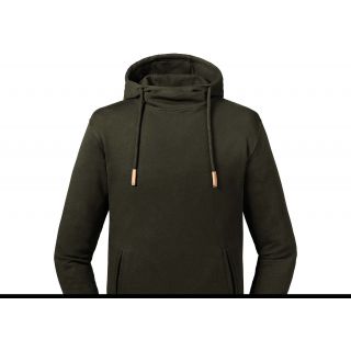Sweat à capuche col montant Pure Organic Dark Olive