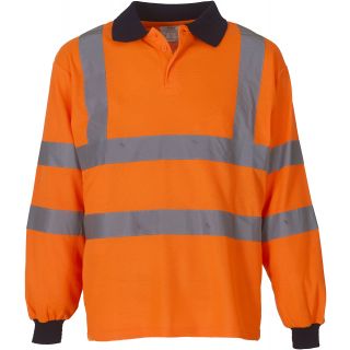 Polo manches longues haute visibilité YHVJ310 Hi Vis Orange