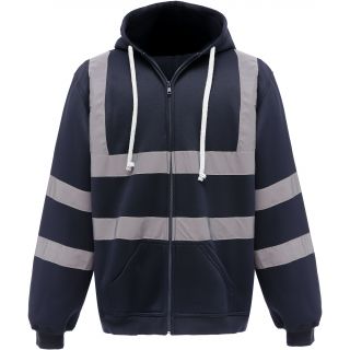 Sweat-shirt zippé capuche haute visibilité YHVK07 - Navy