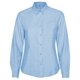 Chemise femme manches longues avec poche côté cœur OXFORD WOMAN bleu ciel