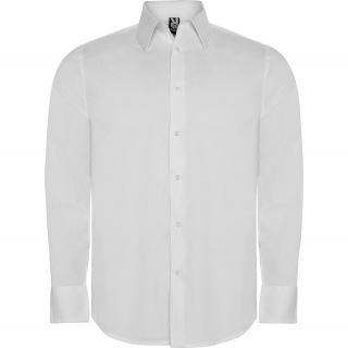 Chemise unisexe manches longues tissu stretch MOSCU BLANC