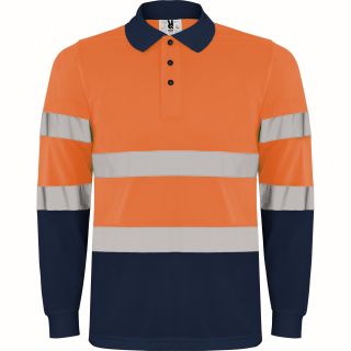 Polo haute visibilité manches longues POLARIS L/S marine/orange fluo