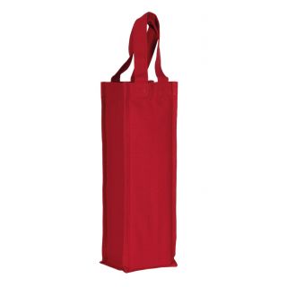 Sac porte bouteille en coton canvas KI0269 - Cherry Red