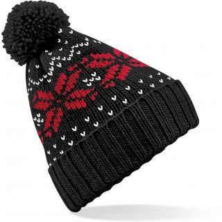 Bonnet Snowstar jacquard - Black / Classic Red / White