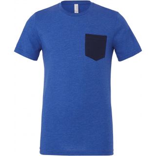 T-shirt homme manches courtes avec poche BE3021 - Heather True Royal / Navy