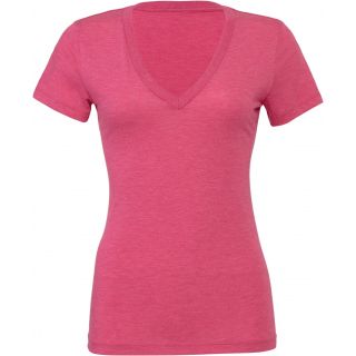 T-shirt femme triblend col V BE8435 - Berry Triblend