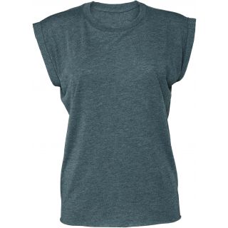 T-shirt femme Flowy à manches roulottées BE8804 - Heather Deep Teal
