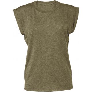 T-shirt femme Flowy à manches roulottées BE8804 - Heather Olive