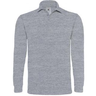 Polo homme manches longues heavymill HEAML - Heather Grey