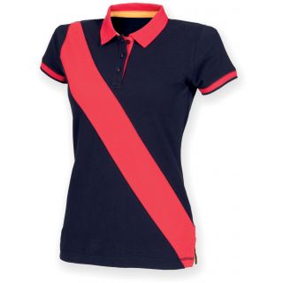 Polo femme diagonal stripe FR213 - Navy / Red